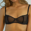 I.D. Line Underwired Fine Mesh Black Balcony Bra NOKAYA