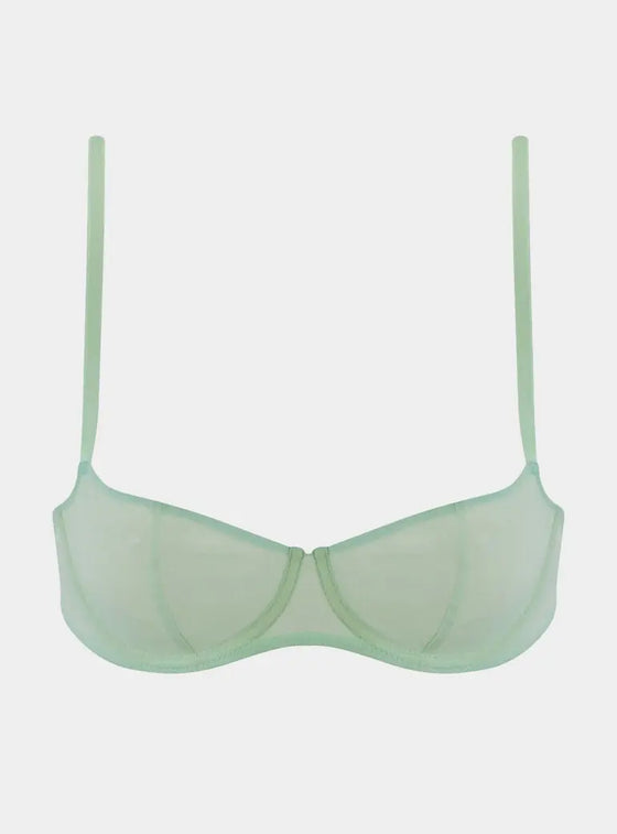 I.D. Line Underwired Fine Mesh Mint Cream Balcony Bra NOKAYA