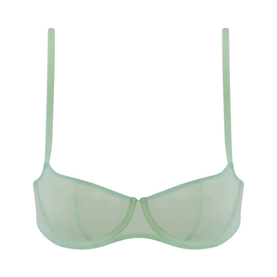 I.D. Line Underwired Fine Mesh Mint Cream Balcony Bra NOKAYA