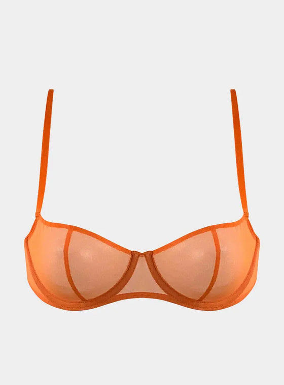 I.D. Line Underwired Fine Mesh Orange Balcony Bra NOKAYA