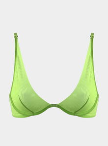  I.D. Line Deep Plunge Underwired Fine Mesh Bra Green NOKAYA