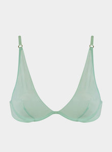  I.D. Line Deep Plunge Underwired Fine Mesh Bra Mint Cream NOKAYA