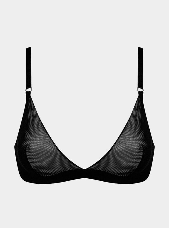 I.D. Line Underwired Fine Mesh Black Balcony Bra NOKAYA