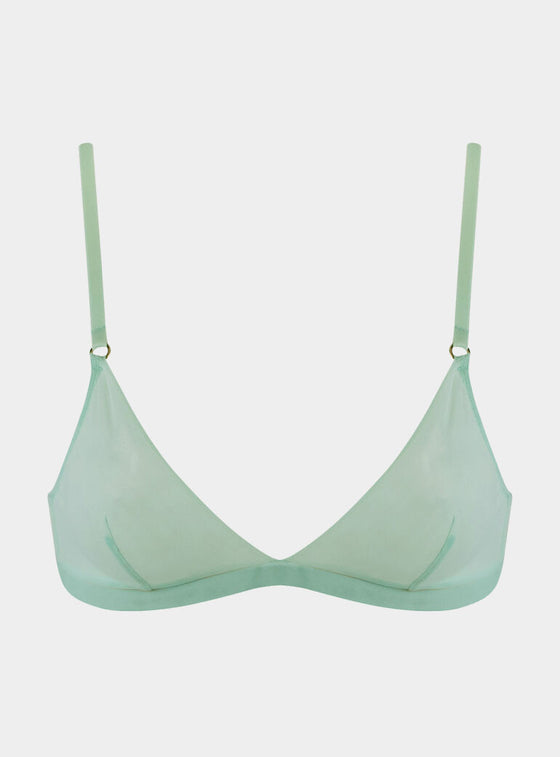 I.D. Line Soft Triangle Fine Mint Cream Mesh Bralette NOKAYA