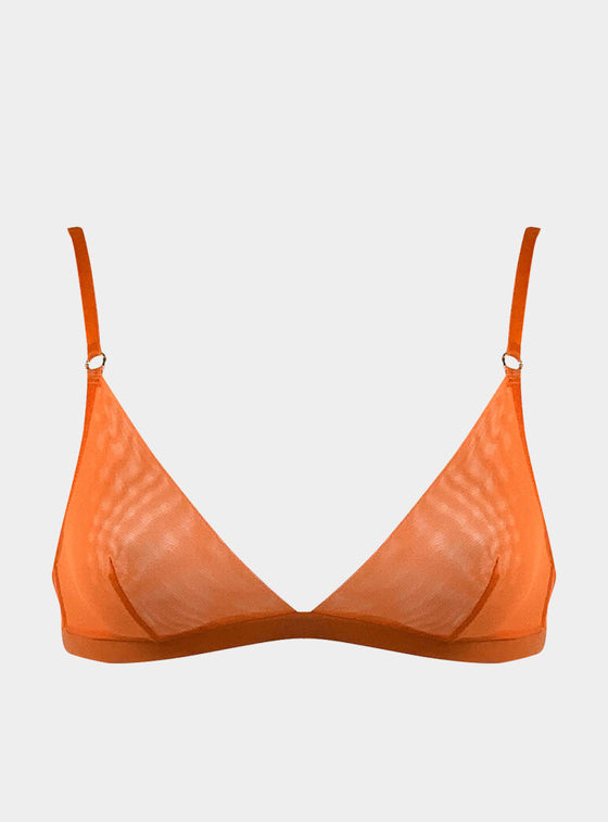 I.D. Line Soft Triangle Fine Orange Mesh Bralette NOKAYA