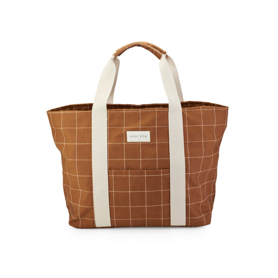 Canvas Tote Bag - Window Pane, Pecan