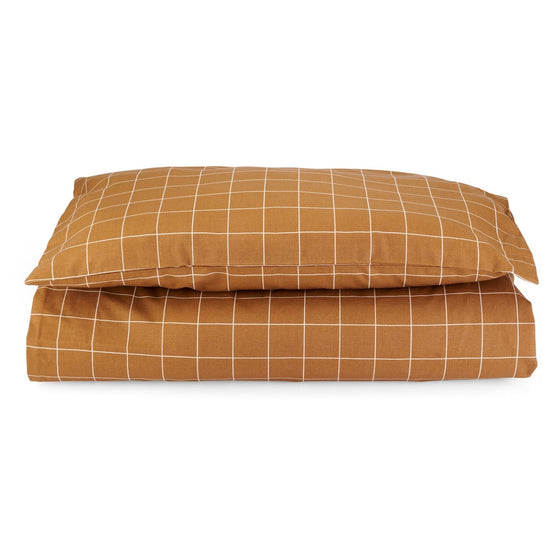 Organic Cotton Bedding Set - Window Pane, Pecan