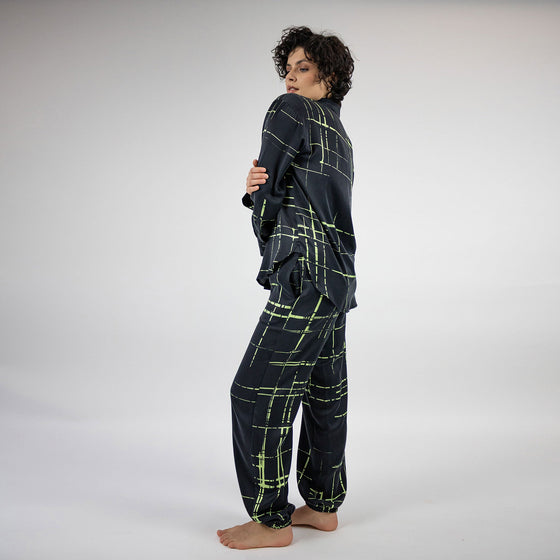 Silk Dreamscape Pants Black Check