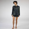 Silk Black Check Dreamscape Shorts NOKAYA