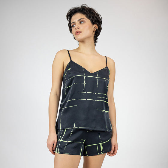 Silk Dreamscape Camisole Black Check