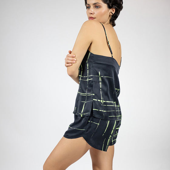 Silk Dreamscape Camisole Black Check