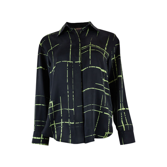 Silk Dreamscape Shirt Black Check