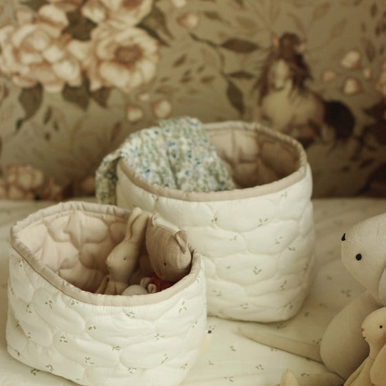 Small Quilted Storage Baskets Set of 2 - Nettle Scatter