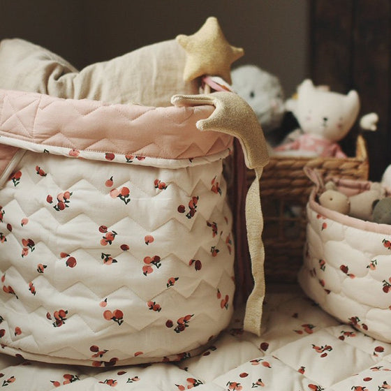 Large Quilted Storage Basket - Peaches Avery Row