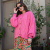 Brigit Heart Stitch Oversized Balloon Sleeve Cardigan - Pink Cara & The Sky