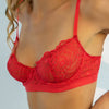 Born in Ukraine Lace Balcony Bra Red NOKAYA