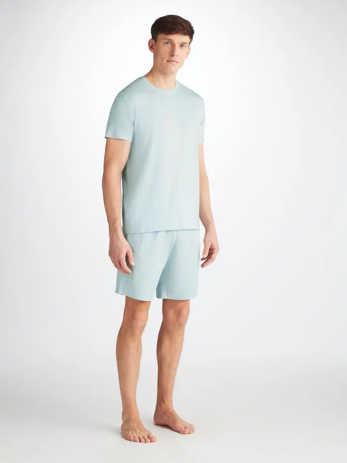 Ice Blue Basel Micro Modal Stretch Men's Lounge Shorts Derek Rose