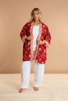  Red Rubra Women's Cotton Kimono inara