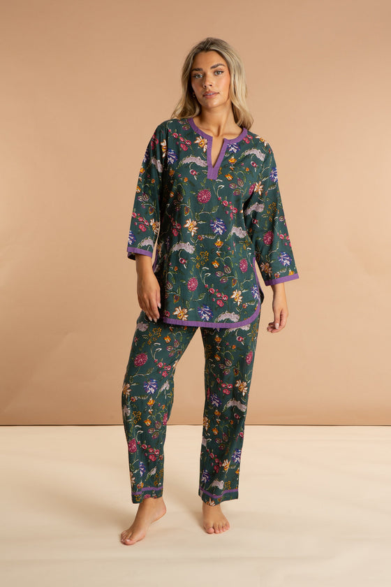 Lavender Fields Women's Floral Cotton Pyjamas