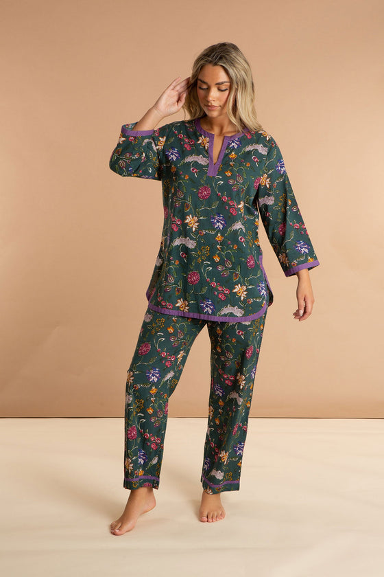 Lavender Fields Women's Floral Cotton Pyjamas