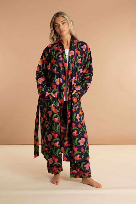 Midnight Sweetpea Women's Cotton Robe inara