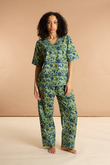  Lime Patchouli Women's  Floral Cotton Pyjamas inara