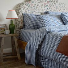  Indigo Small Gingham Cotton Flat Sheet Piglet