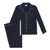 Piped Edge Bamboo Pyjama Set in Navy Made Wright London