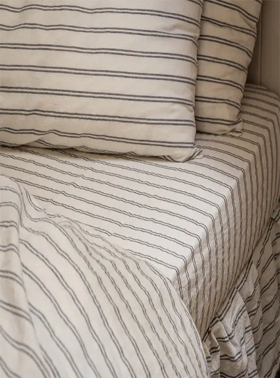 Ivory Kemptown Stripe Linen Blend Fitted Sheet Piglet