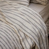 Ivory Kemptown Stripe Linen Blend Flat Sheet