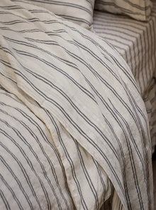  Ivory Kemptown Stripe Linen Blend Flat Sheet Piglet