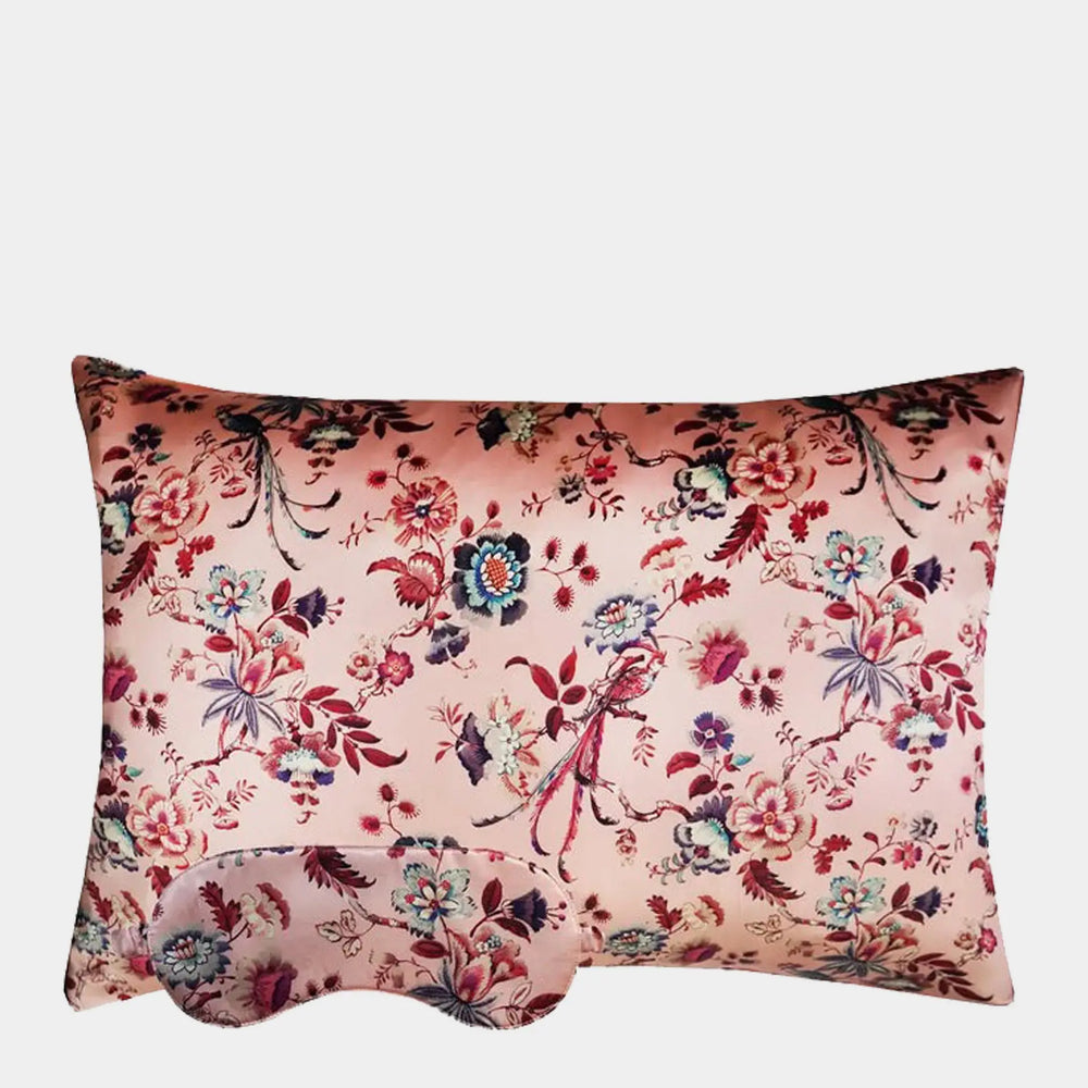 JANNAH PINK Liberty Silk Eye Mask & Pillowcase Gift Set Coco & Wolf