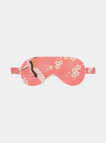 Japanese Crane on Coral Organic Cotton Sleep Mask Myza