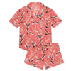 Japanese Crane on Coral Women's Short Sleeve Organic Cotton Pyjama Short Set Myza