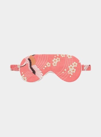 Japanese Crane on Coral Organic Cotton Sleep Mask