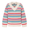 Jasmine Wide Sleeve v Neck Striped Jumper - Off White Cara & The Sky