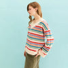 Jasmine Wide Sleeve v Neck Striped Jumper - Off White Cara & The Sky