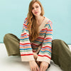 Jasmine Wide Sleeve v Neck Striped Jumper - Off White Cara & The Sky