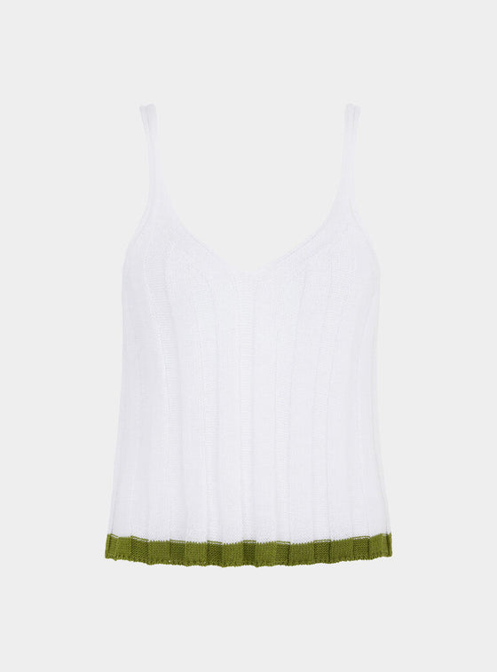 Jodie Ribbed Knitted Cami Vest - White