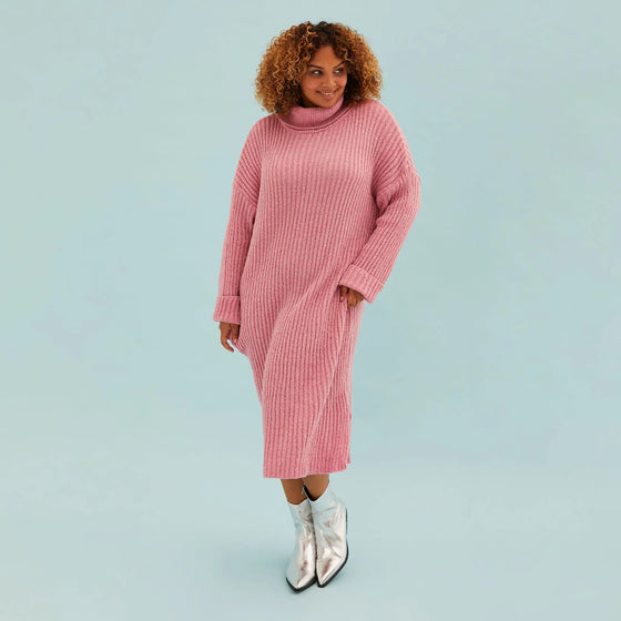 Joey Roll Neck Midi Dress - Dusky Pink Cara & The Sky