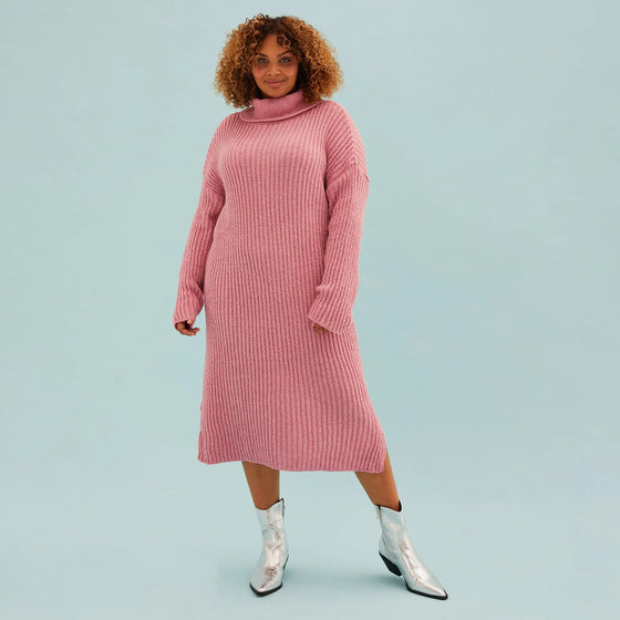 Joey Roll Neck Midi Dress - Dusky Pink Cara & The Sky