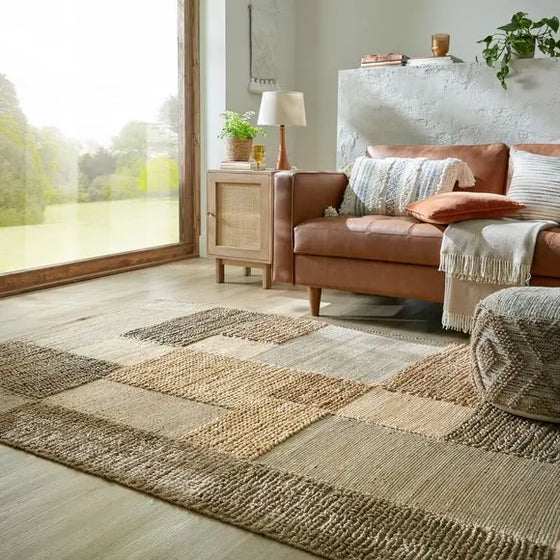 Jute Braided Patchwork Rug Dunelm