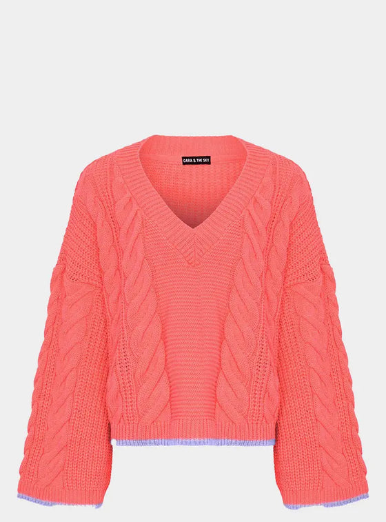 Katrina Cable v Neck Jumper - Coral Cara & The Sky