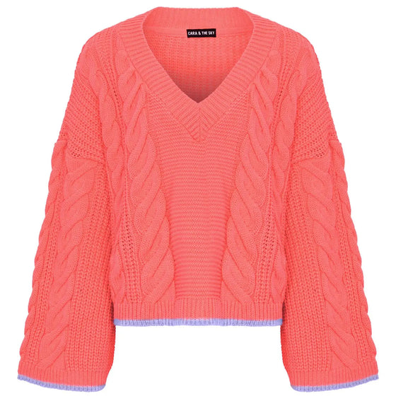 Katrina Cable v Neck Jumper - Coral Cara & The Sky