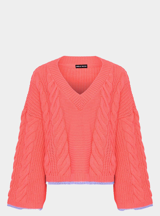 Katrina Cable v Neck Jumper - Coral Cara & The Sky