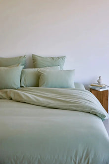  Khaki Green Tavira Washed Cotton Bedding Set Torres Novas