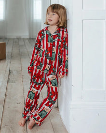  Kids Christmas Dog & Wreath Print Long Pyjama Set Chelsea Peers