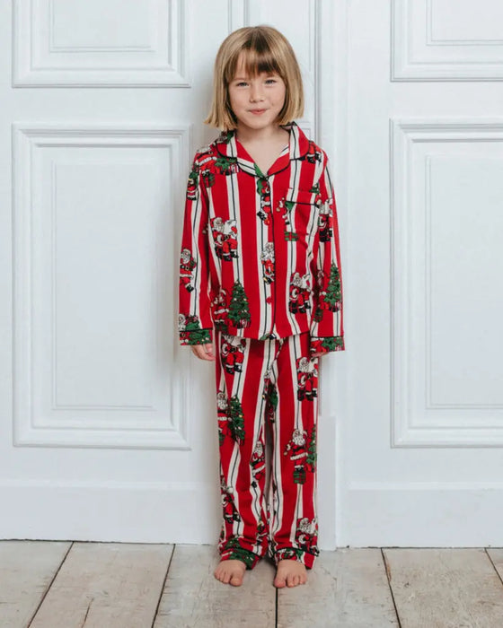 Kids Christmas Santa Stripe Print Long Pyjama Set Chelsea Peers