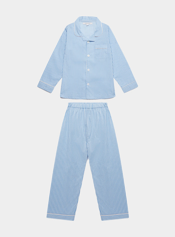 Blue & White Stripe Kid's Organic Cotton Pyjama Trouser Set
