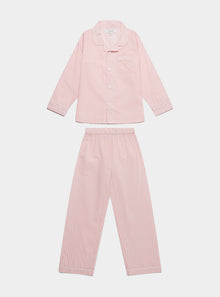  Pink & White Stripe Kid's Organic Cotton Pyjama Trouser Set